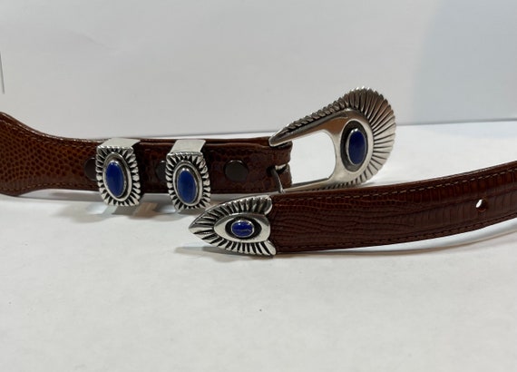 cowboy belt CR sterling western belt buckle blue lapis