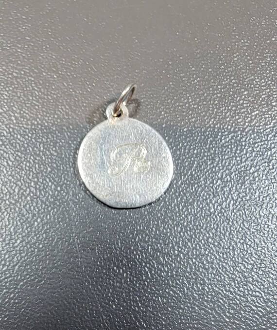 small monogram R charm sterling silver cursive le… - image 3