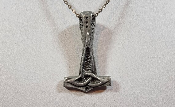 thor hammer pendant pewter viking style celtic design