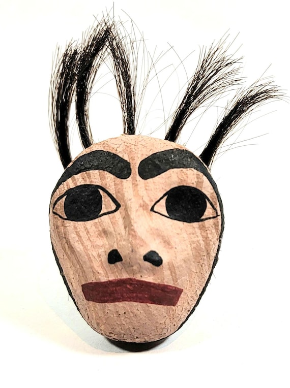 Alaskan artist brooch mask carved artist hand-made