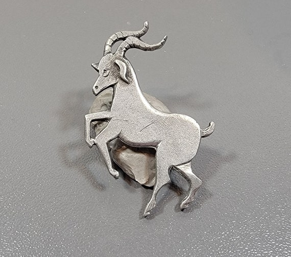 capricorn brooch small pewter goat zodiac