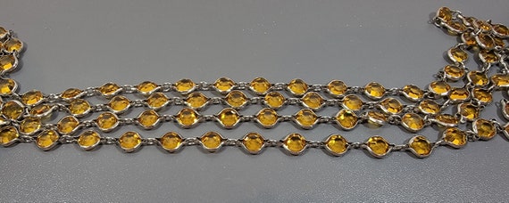bezel necklace long topaz color strand Swarovski … - image 6
