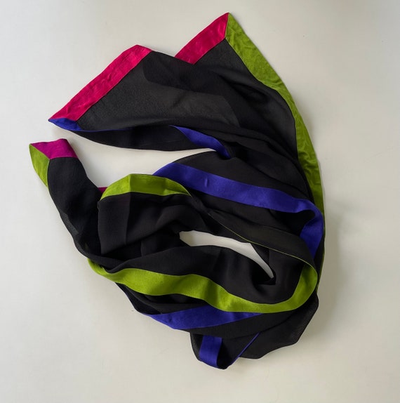 Sheer Silk Chiffon Scarf Wrap Satiny Silk Charmeu… - image 3