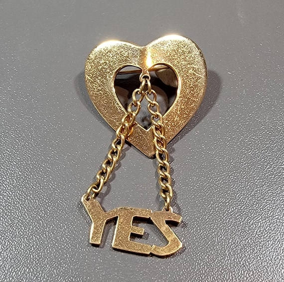 heart brooch gold plated love token engagement brooch 1940