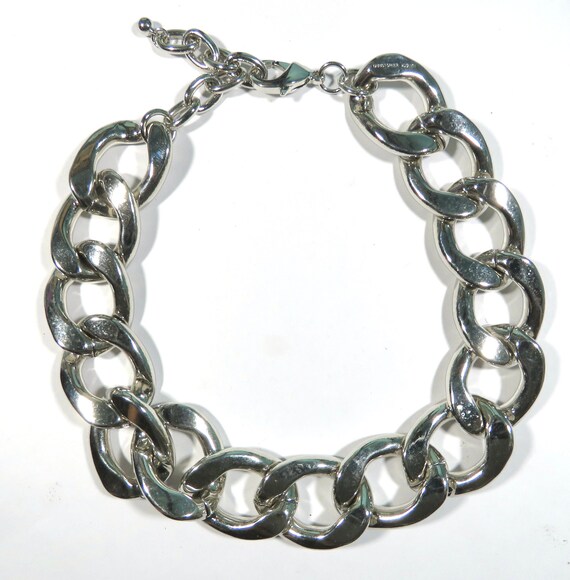 silver tone chain necklace large links Christopher Augmon