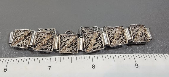 Filigree bracelet sterling silver square links - image 8