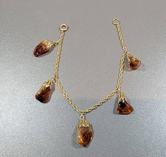 charm bracelet rolled gold chain agate stones