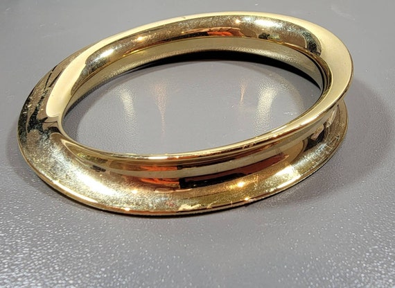 gold tone bangle bracelet modernist minimal design - image 5