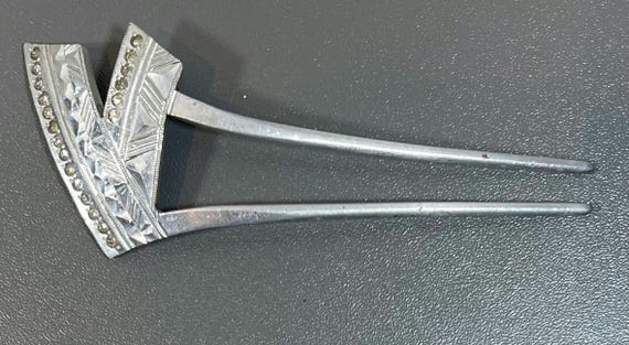 Antique hair barrette accessory rhinestone aluminum victorian