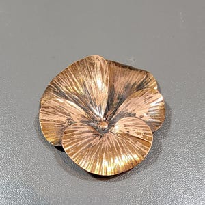 Pansy flower brooch hand made stuart nye copper viola johnny jump up violet spring flowers