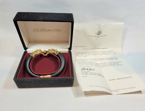 Panther bracelet Black band gold tone cats duchess of windsor