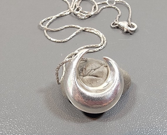 crescent moon pendant necklace adjustable length sterling silver