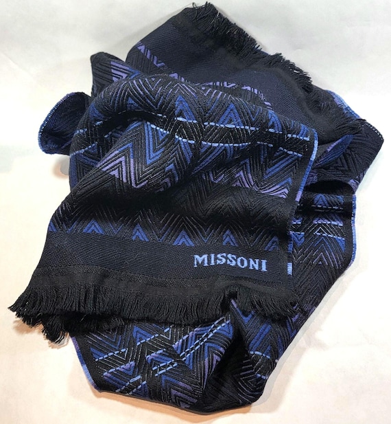 missoni scarf large blue wool scarf made in italy