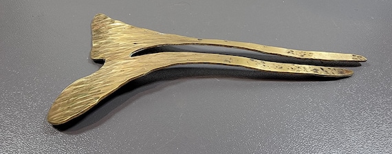 Barrette brass hair pin ginko leaf design handmade hair sticks