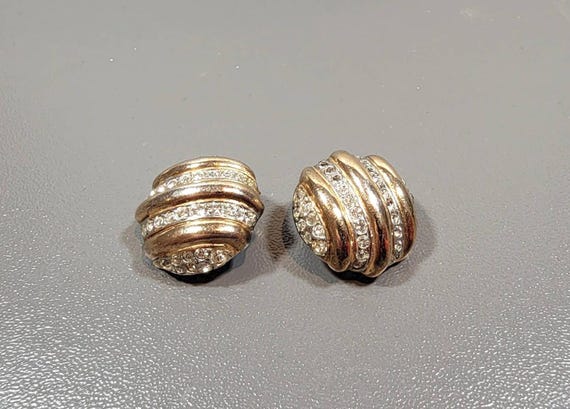 trifari earrings Deco rhinestone clip on sterling silver trifari