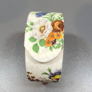 bangle bracelet wide pottery floral design