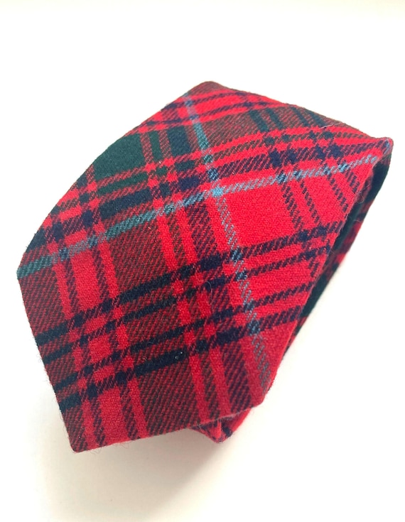 Red tie Plaid Craigmill Made in Scotland Tartan Necktie wool scotland souvenir