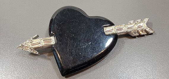 kjl necklace black heart rhinestones