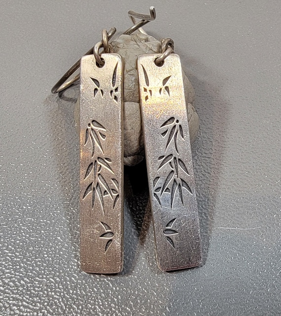 sterling earrings drop with bamboo design