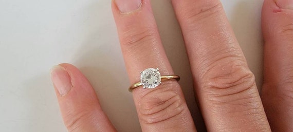 rhinestone engagement ring gold plated big stone … - image 7