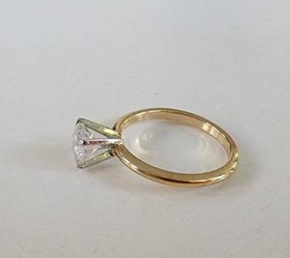 rhinestone engagement ring gold plated big stone … - image 5