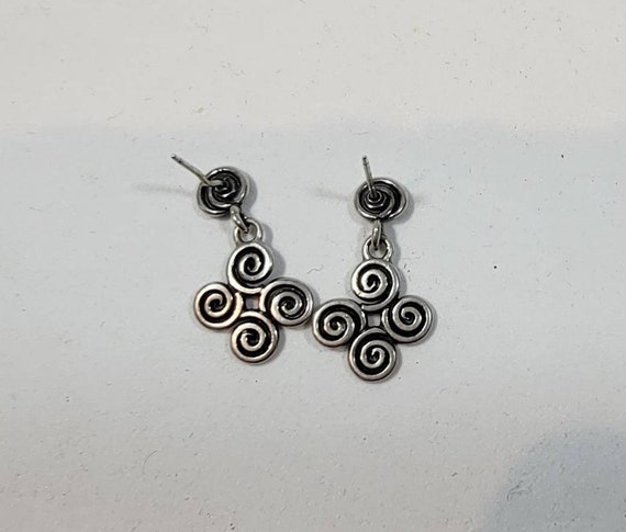 spirals earrings sterling silver dangles pierced - image 3