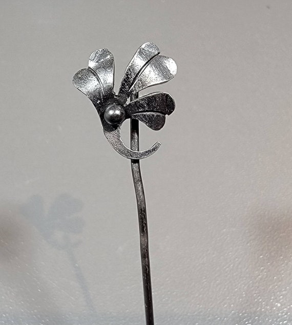 clover lapel pin blackened steel antique victorian