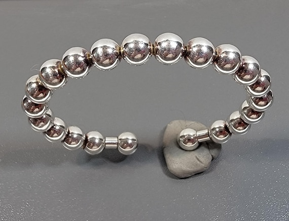 sterling silver cuff bracelet round beads