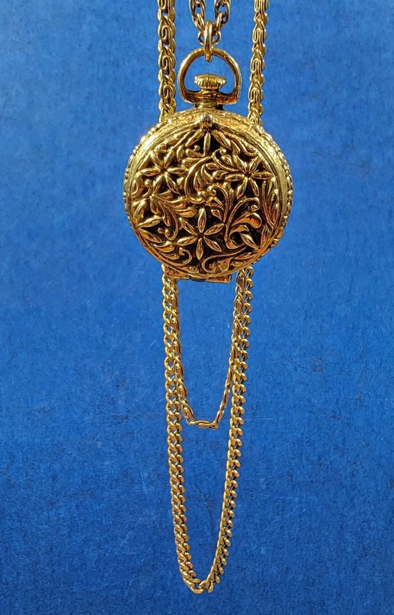locket pendant gold tone three chains goldette vi… - image 6