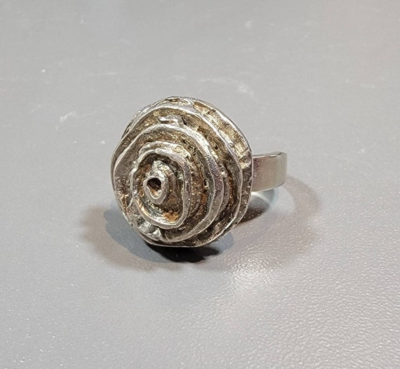 brutalist ring abstract adjustable pewter swedish design round