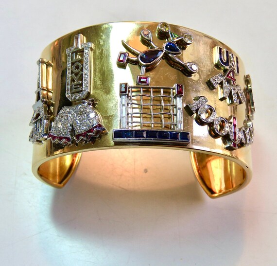 Art deco charm bracelet Sweetheart charms Retro