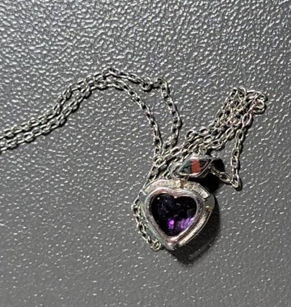 heart necklace romantic Diamond accent white gold… - image 3