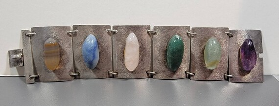link bracelet semi-precious stones tumbled amethyst