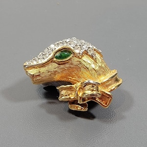 seal broch rare kenneth jay lane gold tone rhinestones