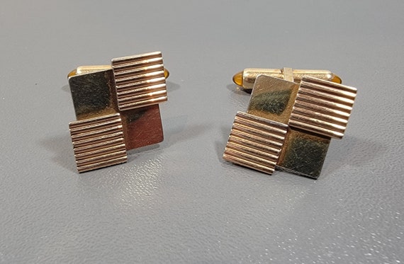 gold filled vintage cufflinks interlocking squares
