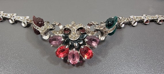mazer necklace fruit salad rhinestones tutti fruti pressed glass