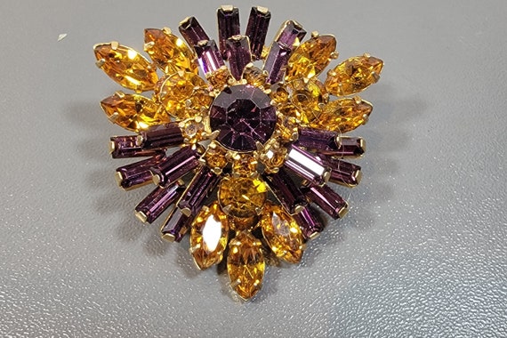 juliana style brooch purple and topaz stones