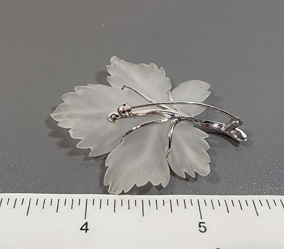 rock crystal brooch diamond white gold maple leaf - image 7