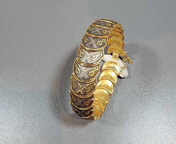 damascene bracelet vintage Spanish jewelry bangle… - image 1