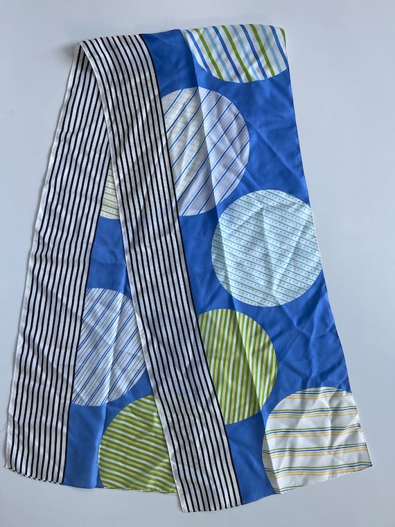 Silk Scarf Polka dots Stripes in Fresh modern Col… - image 4