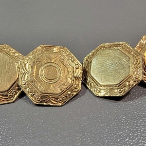 antique cufflinks gold filled or rolled gold octagonal room for monogram