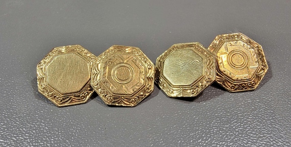 antique cufflinks gold filled or rolled gold octagonal room for monogram