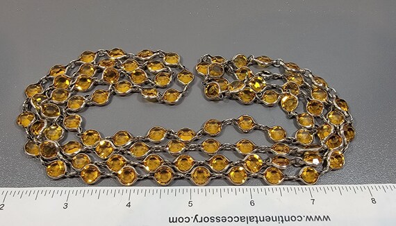 bezel necklace long topaz color strand Swarovski … - image 8