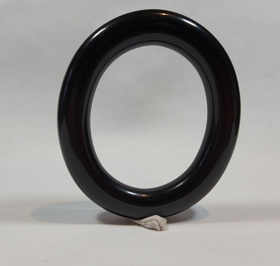 black bangle bracelet resin lucite plastic oval vi