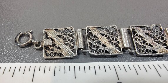 Filigree bracelet sterling silver square links - image 6