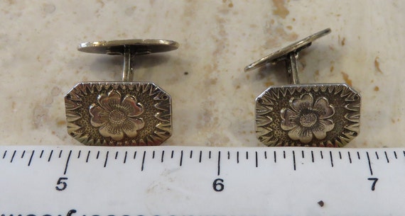 cufflinks floral silver Edwardian Pivot link - image 10