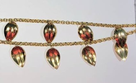 gold tone chain necklace leaf dangles napier laye… - image 5