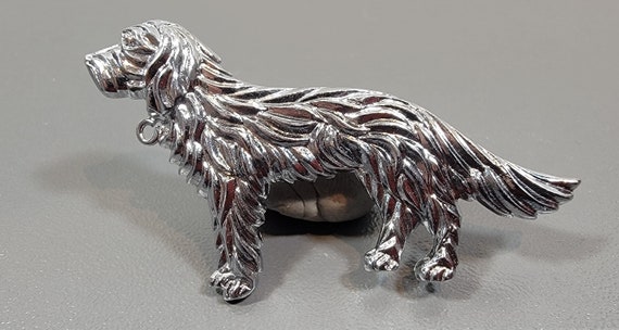 irish setter brooch silver tone metal light weight