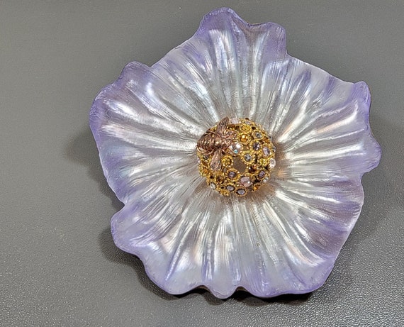 alexis bittar flower brooch large crystals vintag… - image 7