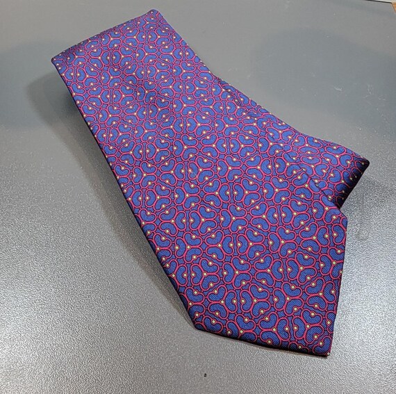 Hermes Necktie french Modern Geometric Pattern Blue Red Spring Green Trefoil Design Luxury Tie